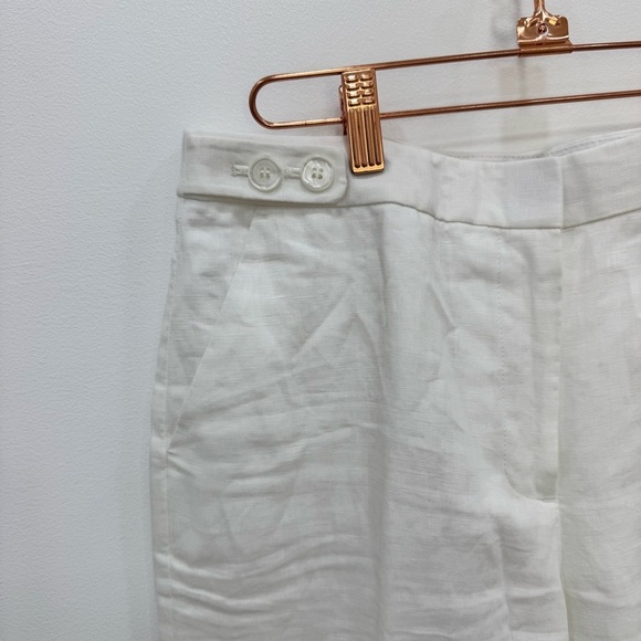Talbots Windsor Curvy 100% Linen Pants in White wide leg lined classic career - Picture 5 of 8